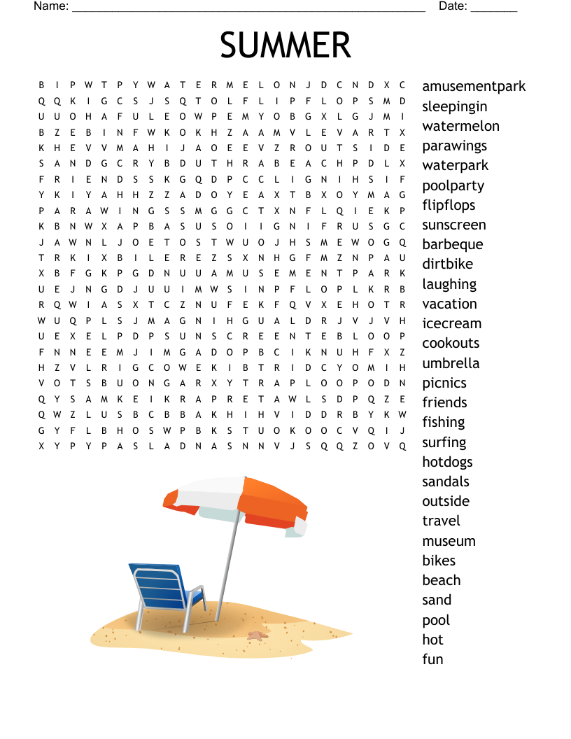 SUMMER Word Search WordMint