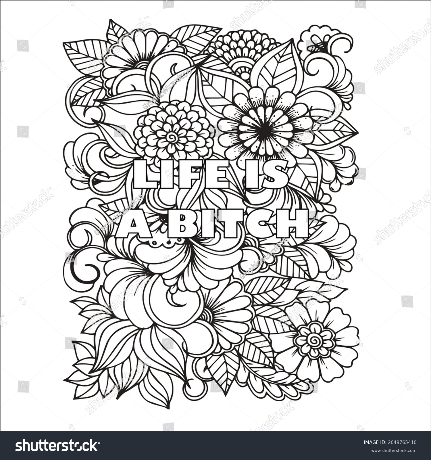 Swear Word Coloring Page Adult Stock Vector Royalty Free 