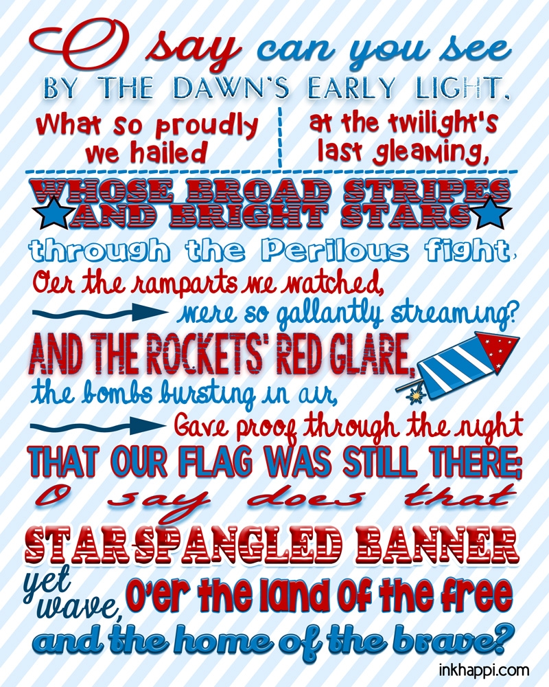 The Star Spangled Banner Some Facts And Printables Inkhappi