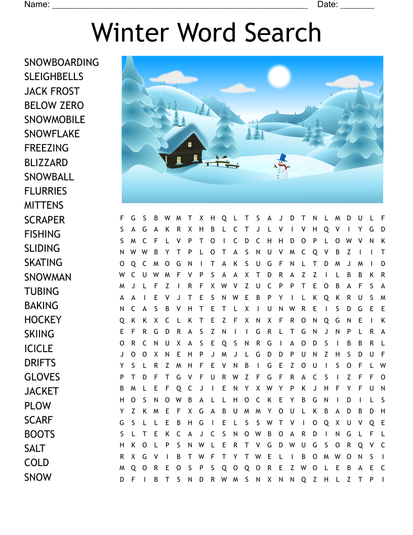 Winter Word Search WordMint Winter Word Search WordMint