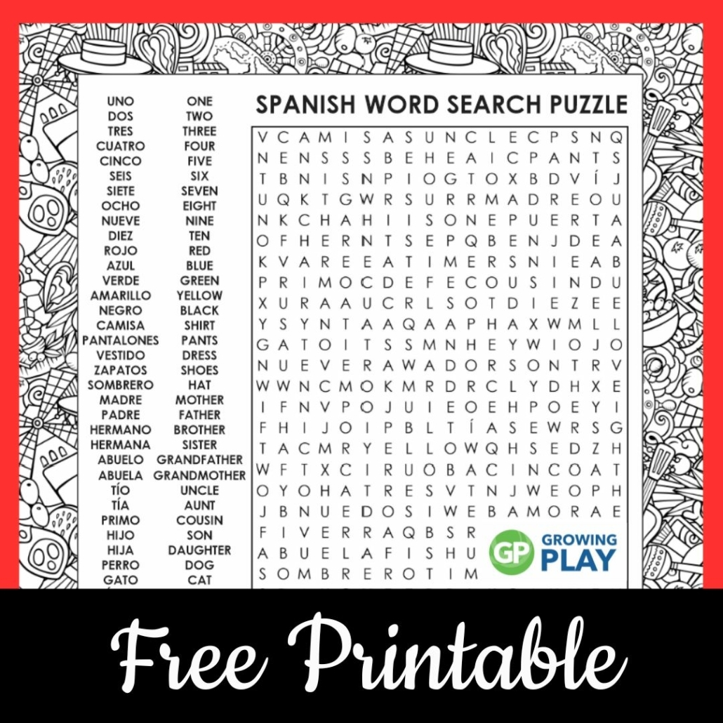 Word Search Spanish Printable FREE Growing Play